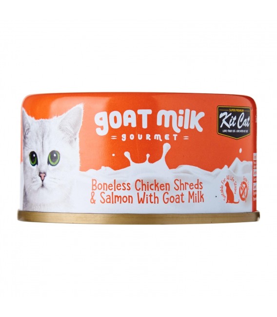Kit Cat Goat Milk Gourmet Boneless Chicken Shreds & Salmon with Goat Milk